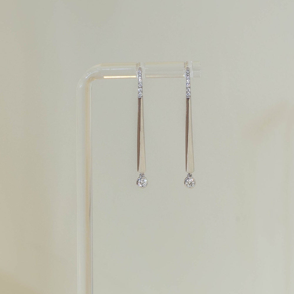 14kw Long Bezel Hook Earrings