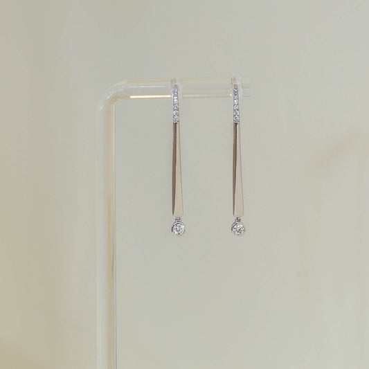 14kw Long Bezel Hook Earrings