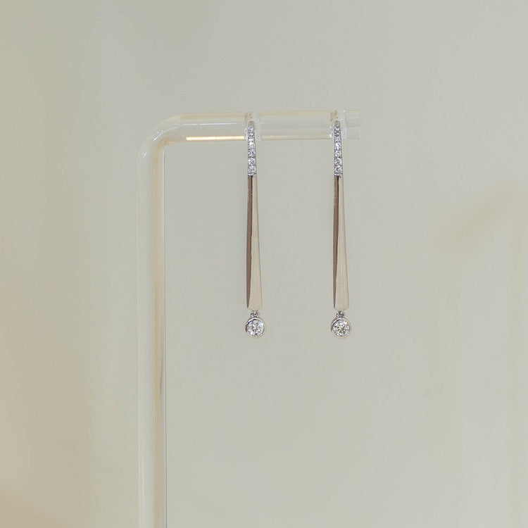 14kw Long Bezel Hook Earrings