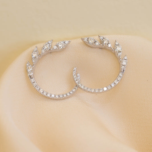 Marquise Illusion Diamond Circle Stud Earrings by Urbaetis Jewelry