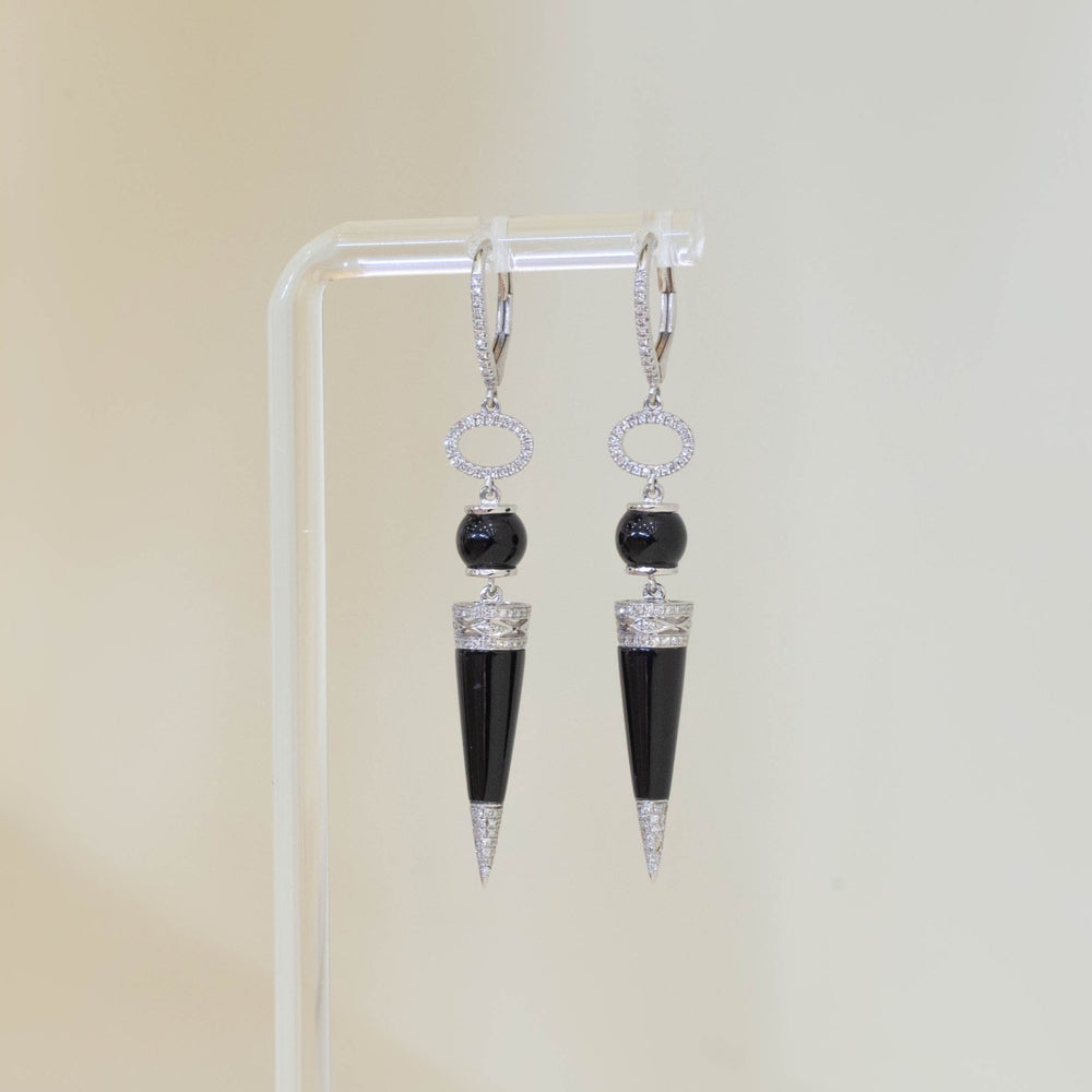 8.51ctw Black Onyx & .20ctw Diamond Earrings