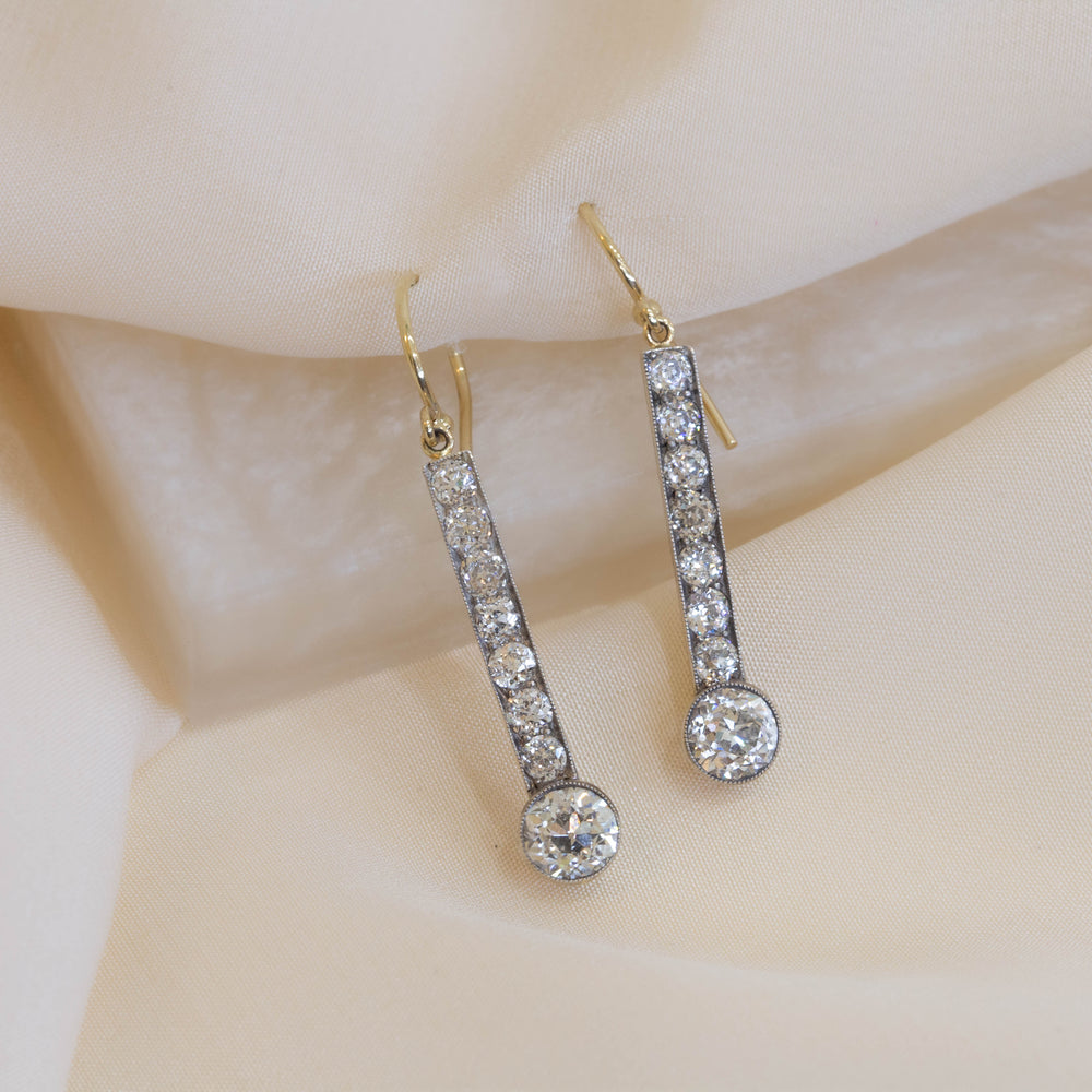 Vintage 3ctw Diamond Dangle Earrings