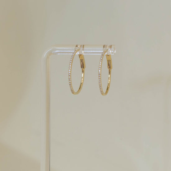 14ky Prong-Set Diamond Hoop Earrings