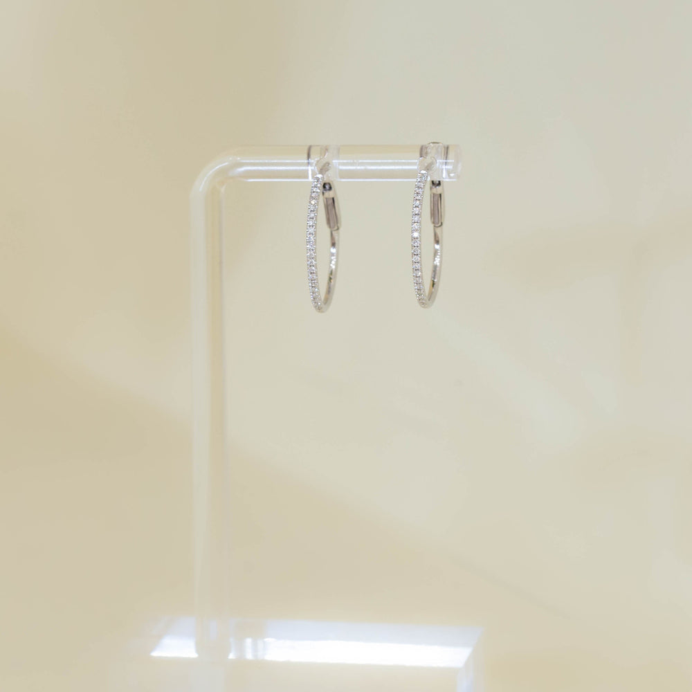 14kw Prong-Set Diamond Hoop Earrings