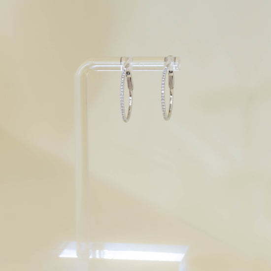 14kw Prong-Set Diamond Hoop Earrings