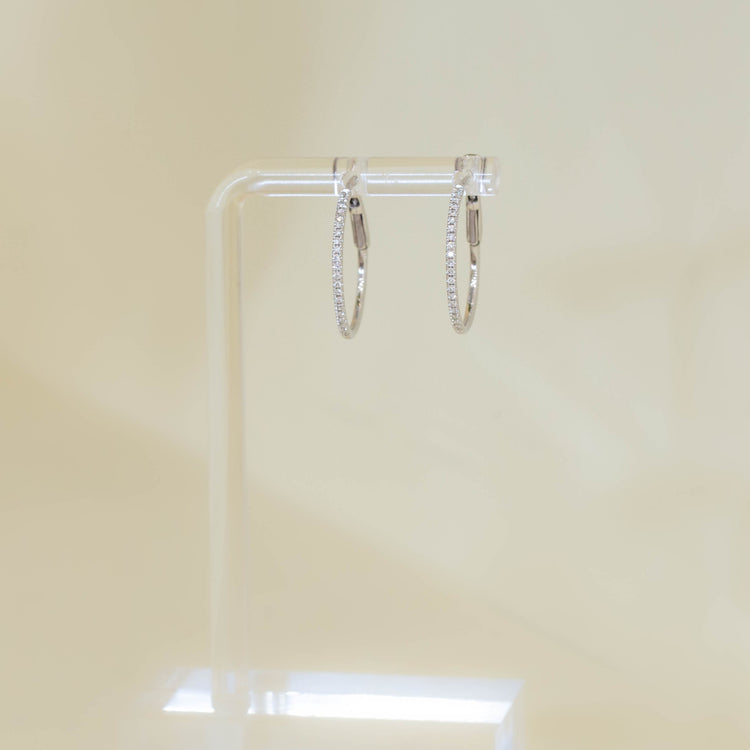 14kw Prong-Set Diamond Hoop Earrings