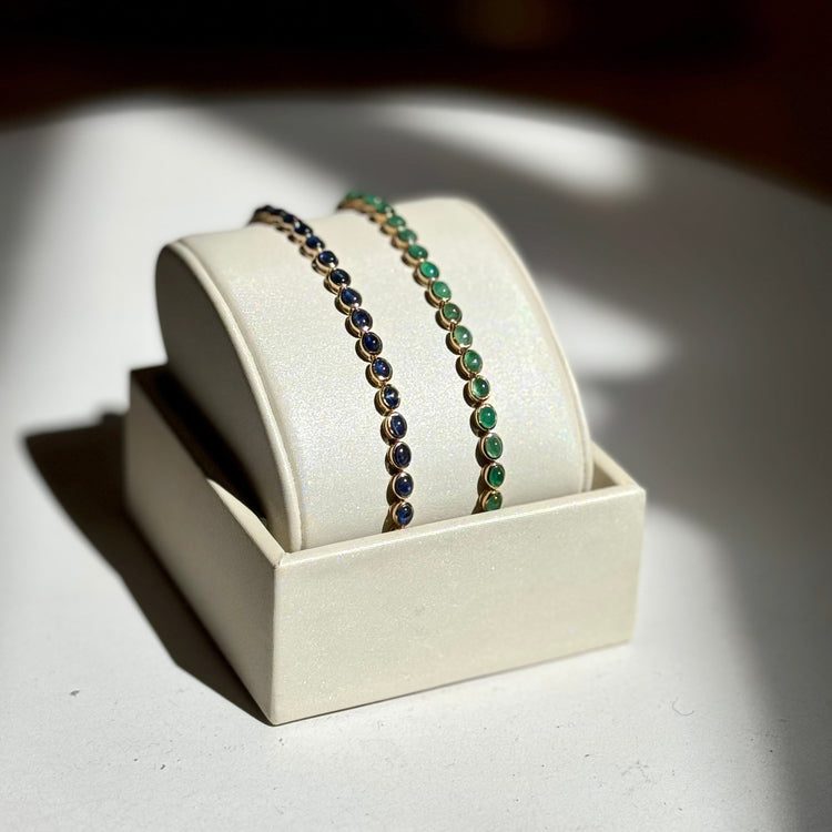14ky 8.57ctw Natural Sapphire Cabochon Bracelet