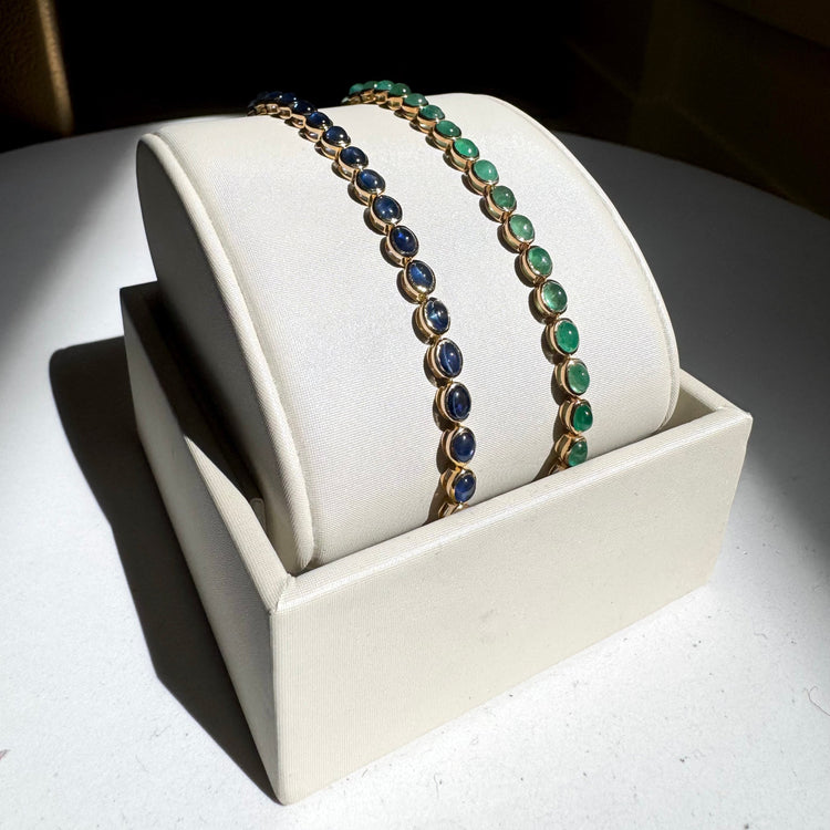 14ky 6.84ctw Natural Emerald Cabochon Bracelet