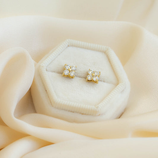 14ky .37ctw Clover Diamond Earrings