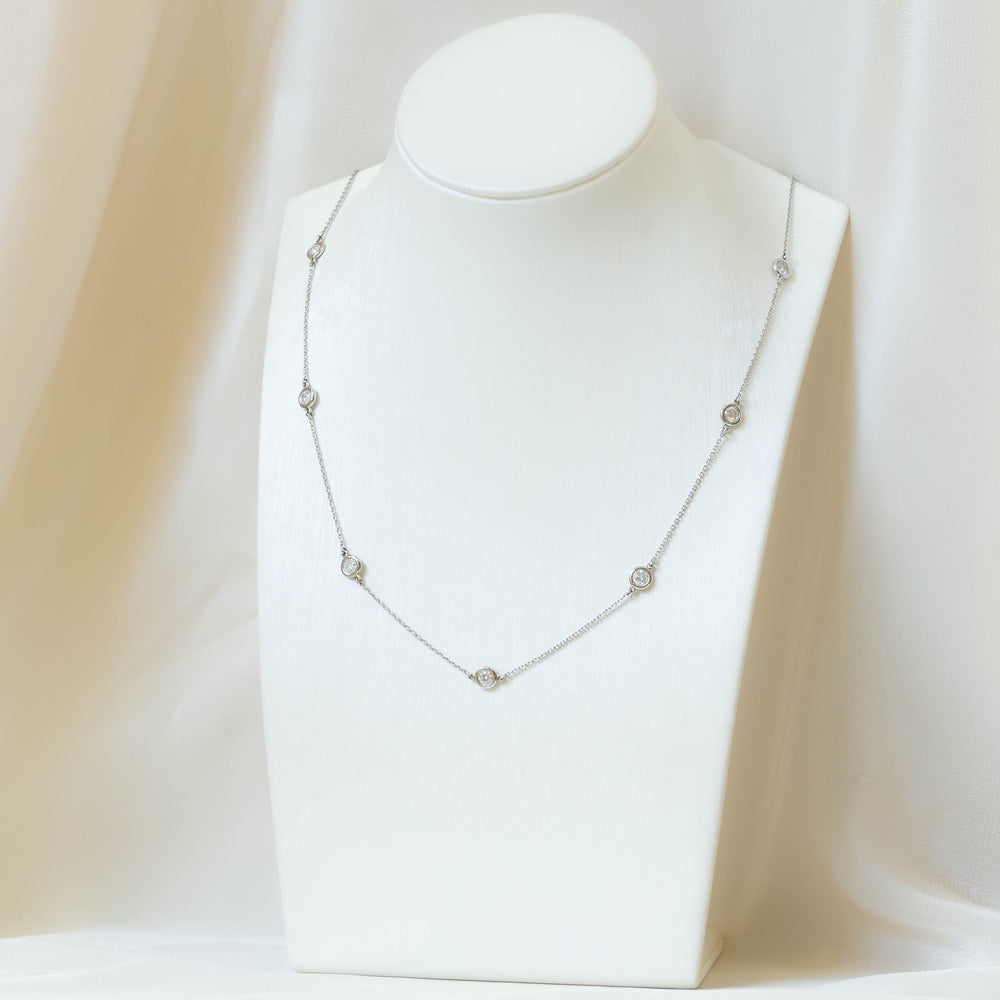 14kw 1.51ct Diamond Bezel Station Necklace