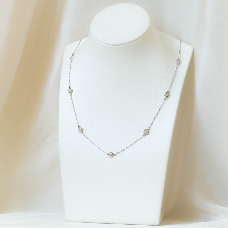 14kw 1.51ct Diamond Bezel Station Necklace