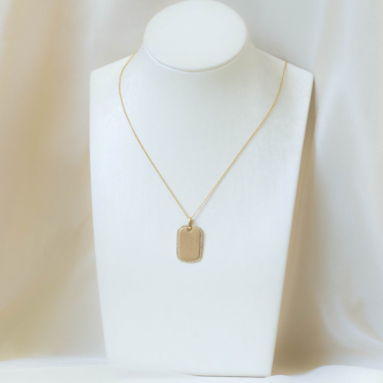 14ky Gold & Diamond Dog Tag