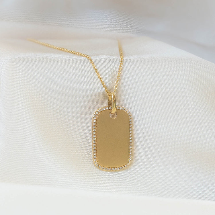 14ky Gold & Diamond Dog Tag