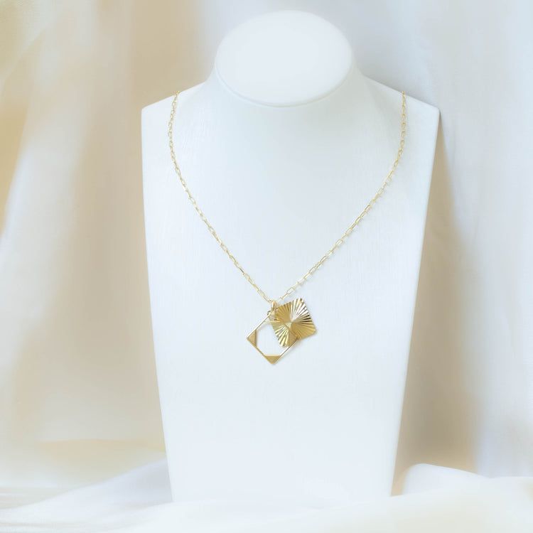 14ky Rhombus Fluted Slider Necklace