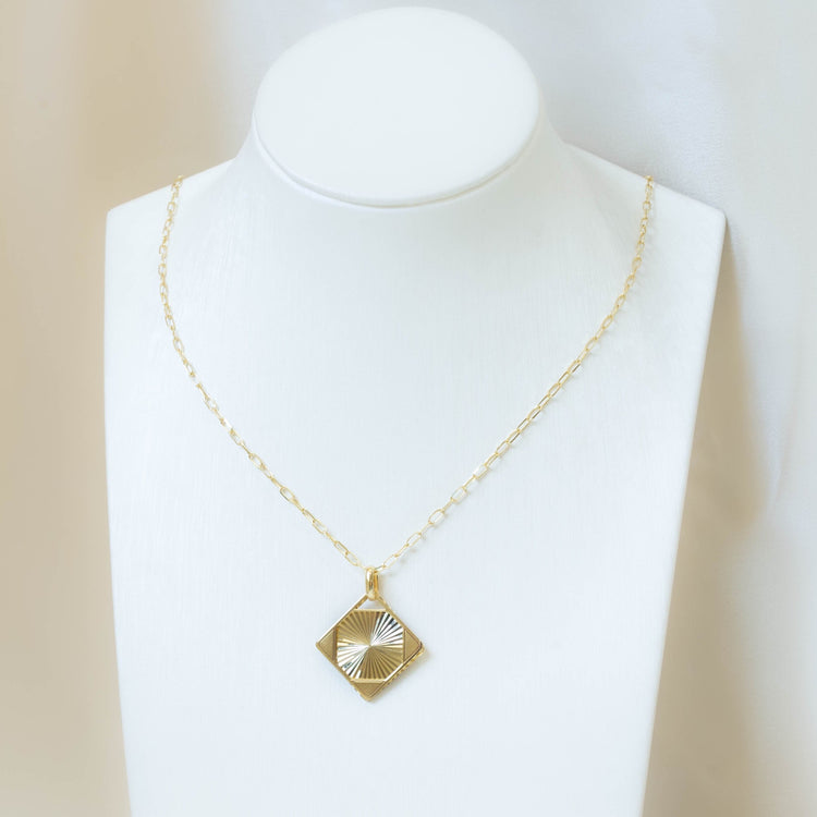 14ky Rhombus Fluted Slider Necklace