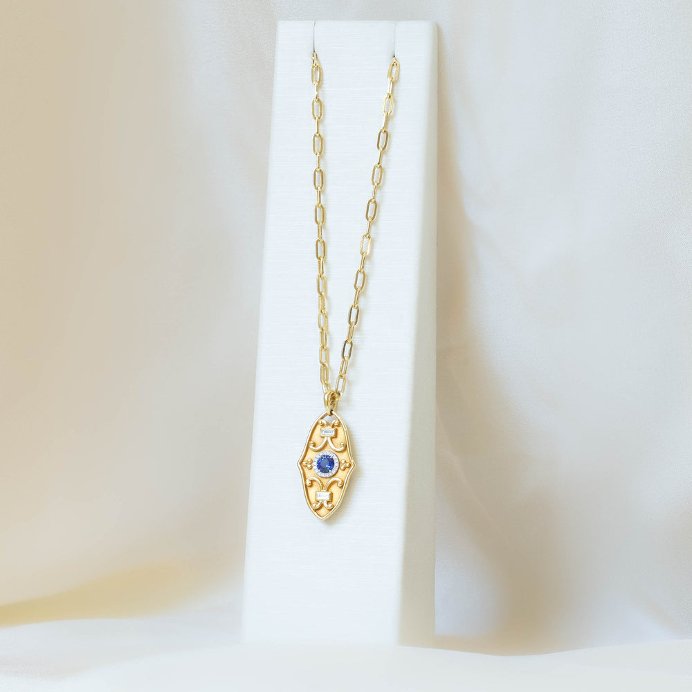 18kt Yellow Gold Sapphire & Diamond Pendant