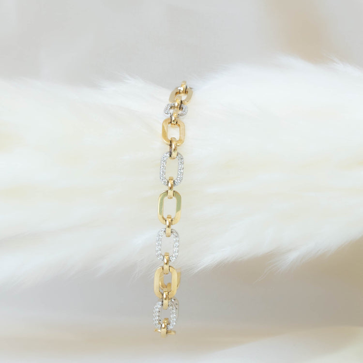 Two-Tone Gold & Diamond Link Bracelet