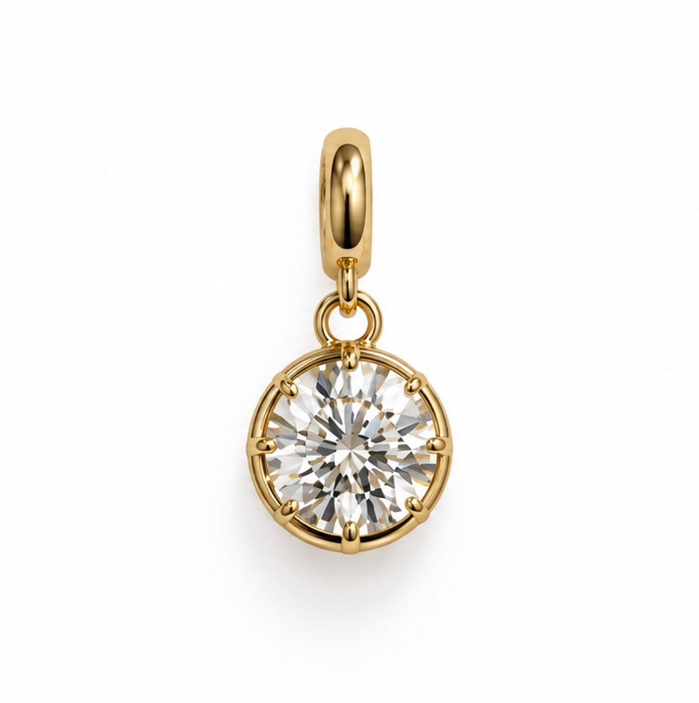 14ky 2.0ct D VS1 Round Georgian Lab Diamond Charm
