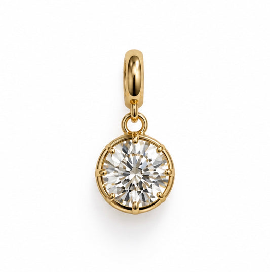 14ky 2.0ct D VS1 Round Georgian Lab Diamond Charm