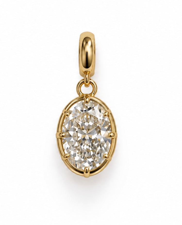14kt 2.07ct Oval Georgian Lab Diamond Charm