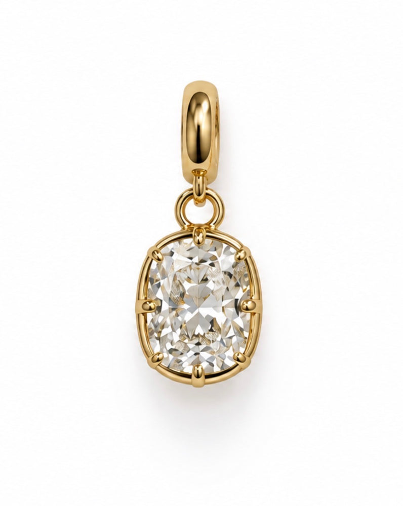 14kt 2.05ct Elongated Cushion Georgian Lab Diamond Charm