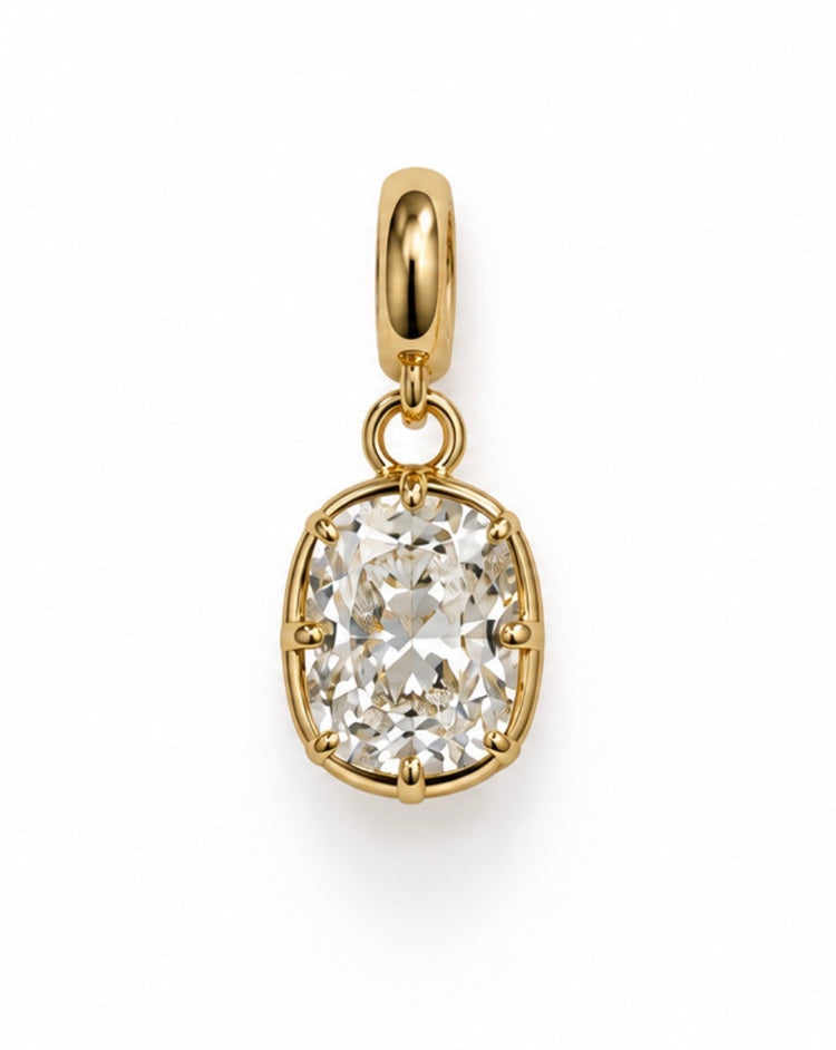 14kt 2.05ct Elongated Cushion Georgian Lab Diamond Charm