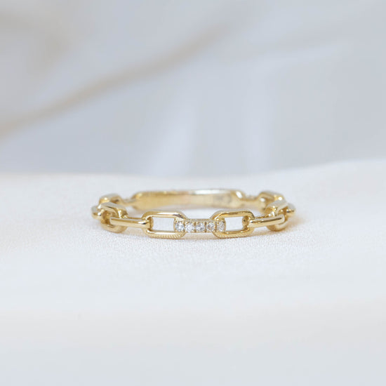 14ky Gold & Diamond Link Ring