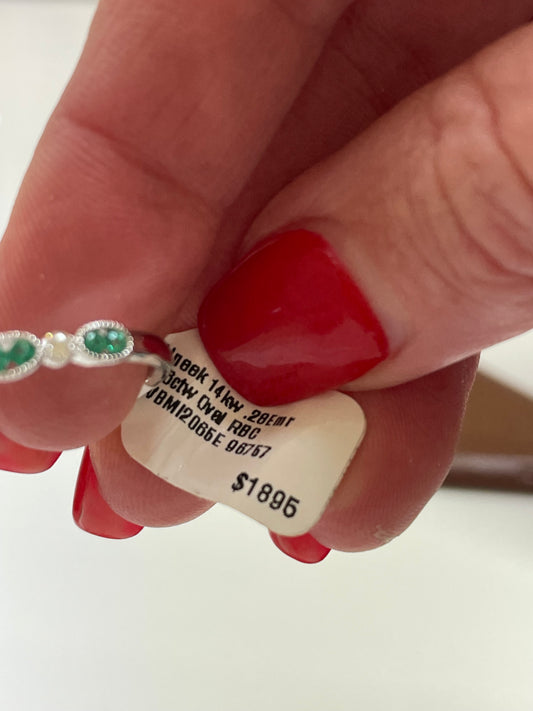 14kw .28ctw Oval-Cut Emerald & Diamond Bezel-Set Band