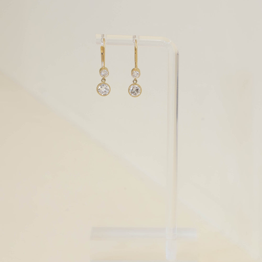 18ky 2ctw Two-Stone Dangle Drop Earrings