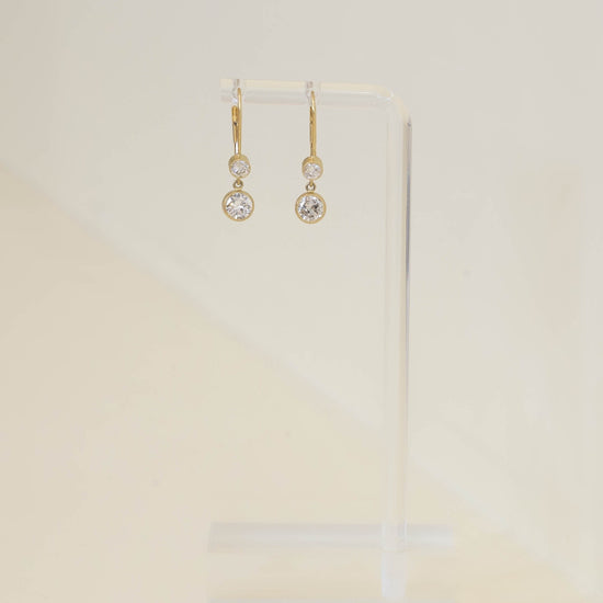 18ky 2ctw Two-Stone Dangle Drop Earrings
