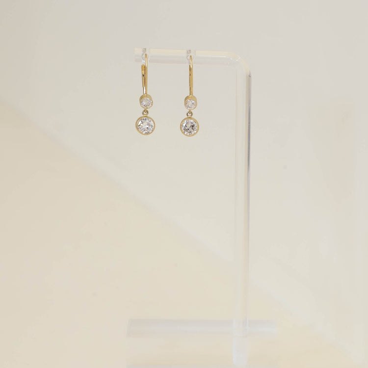 18ky 2ctw Two-Stone Dangle Drop Earrings
