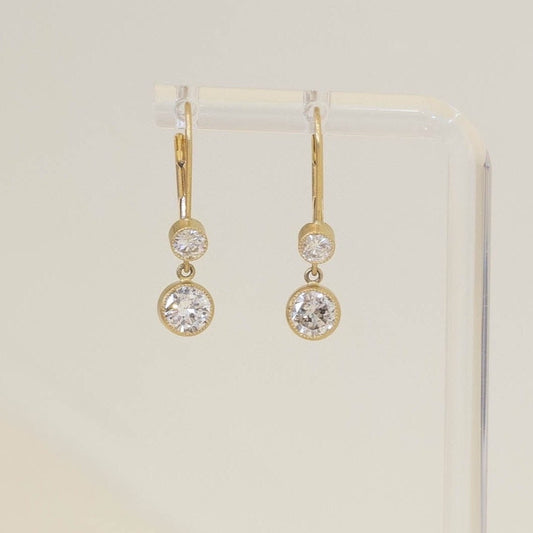 14ky 2ctw Bezel Drop Dangle Earrings