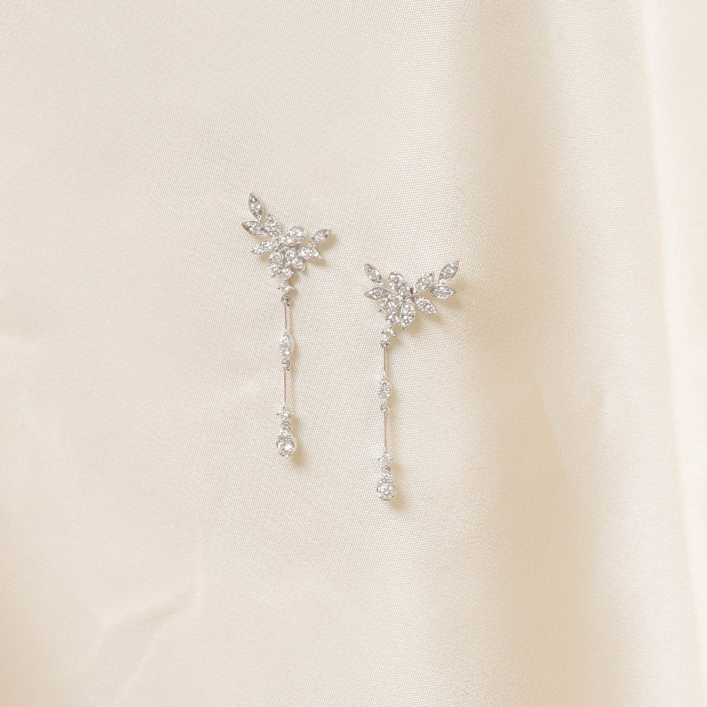 Diamond Leaf Dangle Earrings