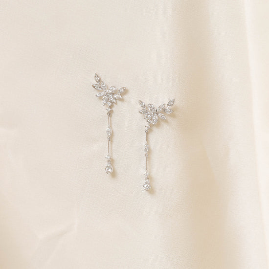 Diamond Leaf Dangle Earrings