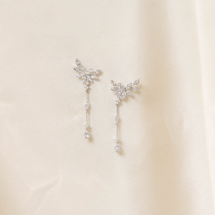 Diamond Leaf Dangle Earrings