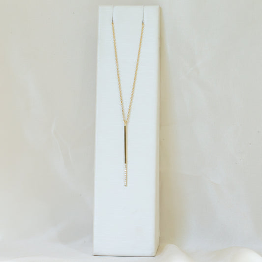 14ky Pave Diamond Bar Necklace