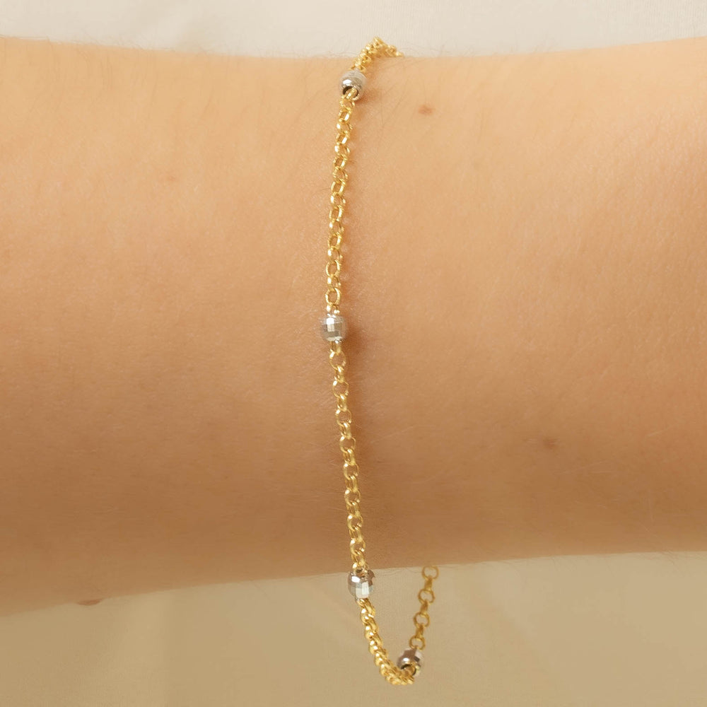 14k Disco Bead Station Bracelet