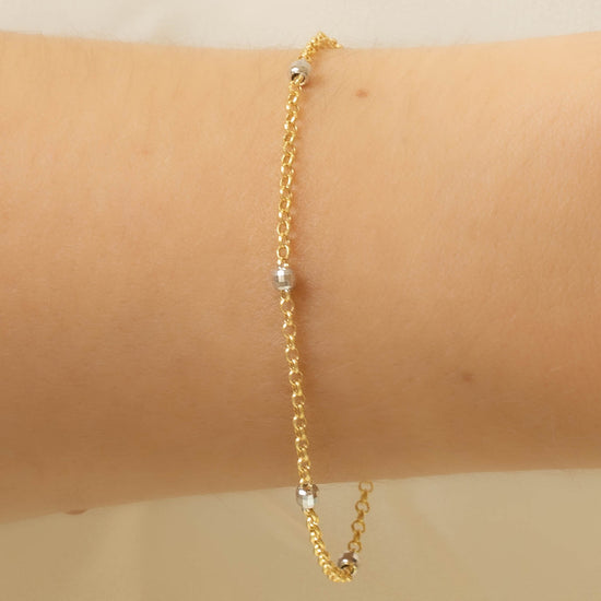14k Disco Bead Station Bracelet