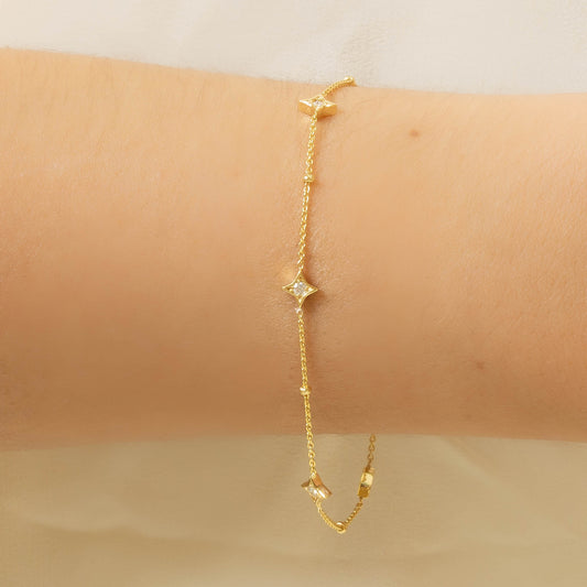 14k Star Station Bracelet