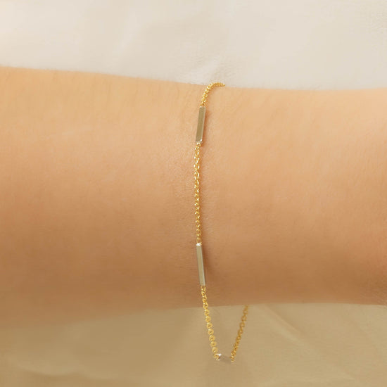 14k Bar Station Bracelet