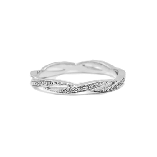 18k Stackable Diamond Wedding Eternity Twist Band