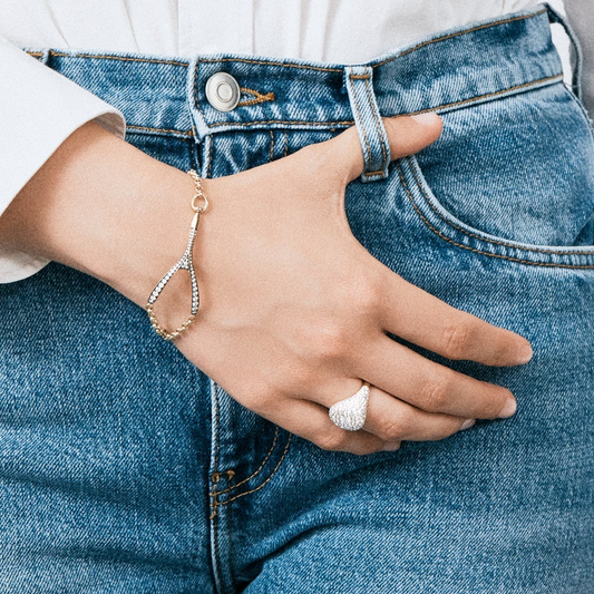 14ky Diamond Wishbone Bracelet by Lucy Delius