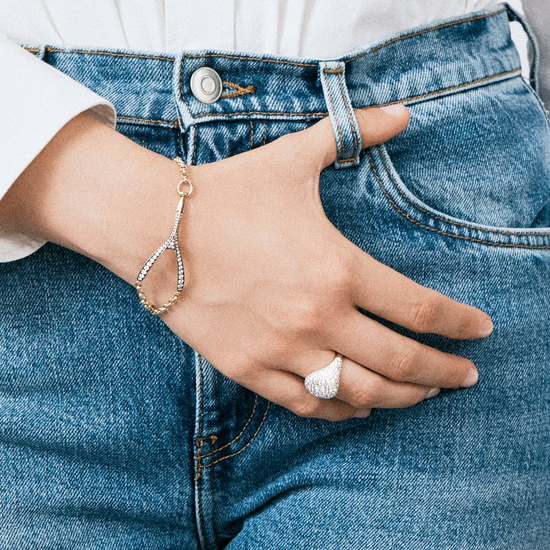 14ky Diamond Wishbone Bracelet by Lucy Delius