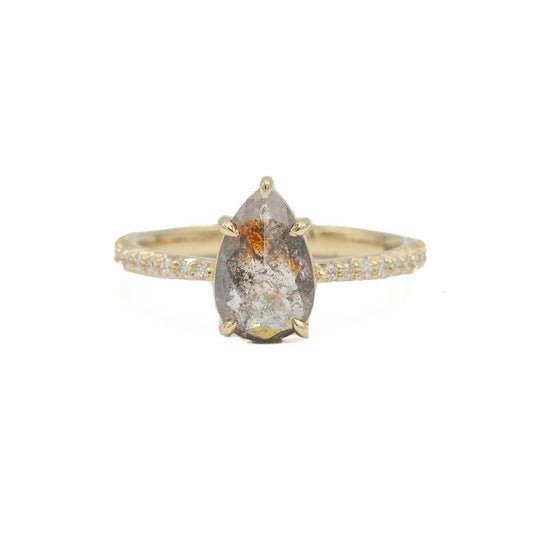 1.15ct Pear-Shaped "Tessa" Salt & Pepper Diamond Ring