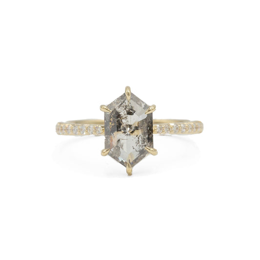 1.70ct Hex-Shaped "Tessa" Salt & Pepper Diamond Ring