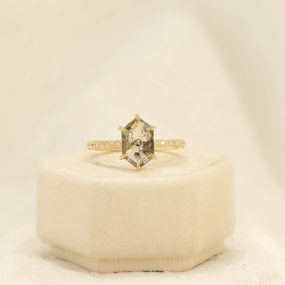 14ky 1.70ct Hexagon Salt & Pepper 