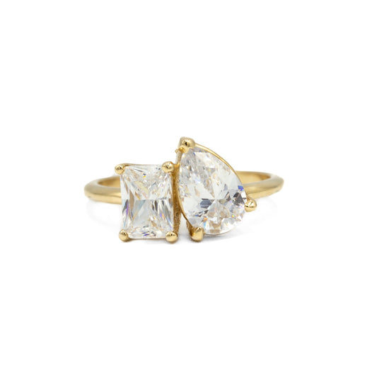 14y Toi et Moi Emerald-Cut & Pear-Shaped Ring