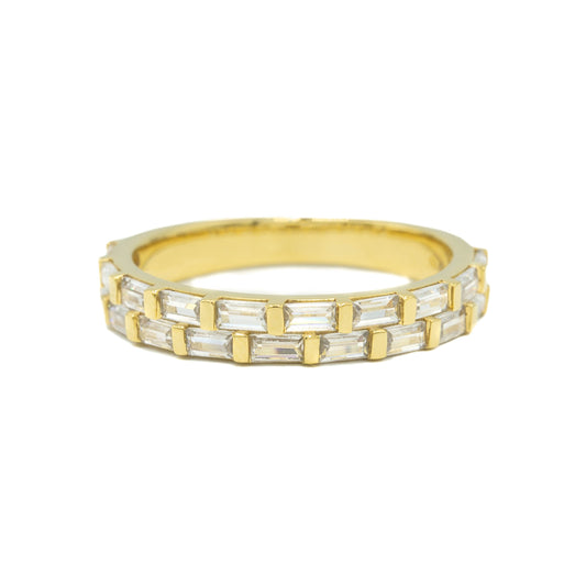 14ky Two-Row Baguette Diamond Band