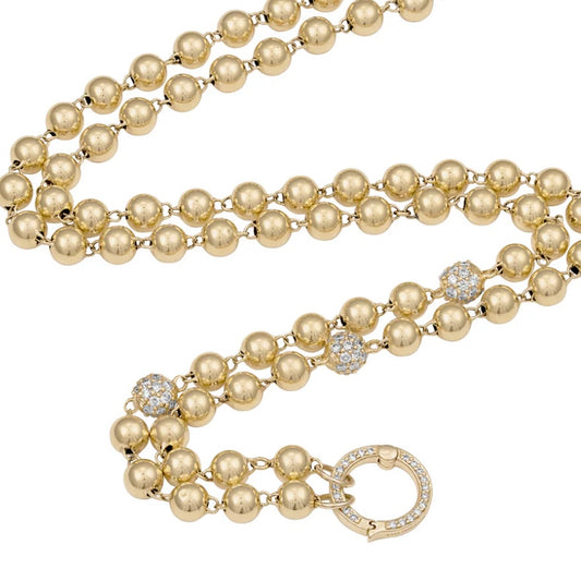 14ky Mardi Gras Gold & Diamond Bead Necklace by Eden Presley