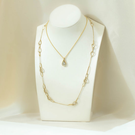 14ky 1.10ctw Oval Link Station Necklace